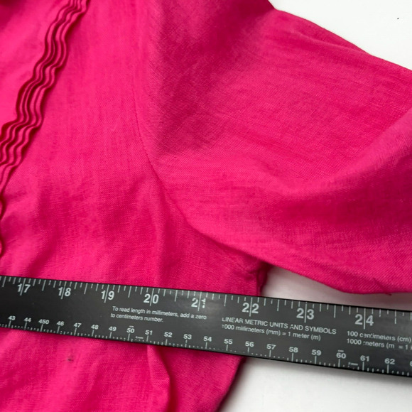 DAVID BROOKS Women's XL Bright Pink 100% Linen Button Down Long Sleeve Shirt - Picture 5 of 7